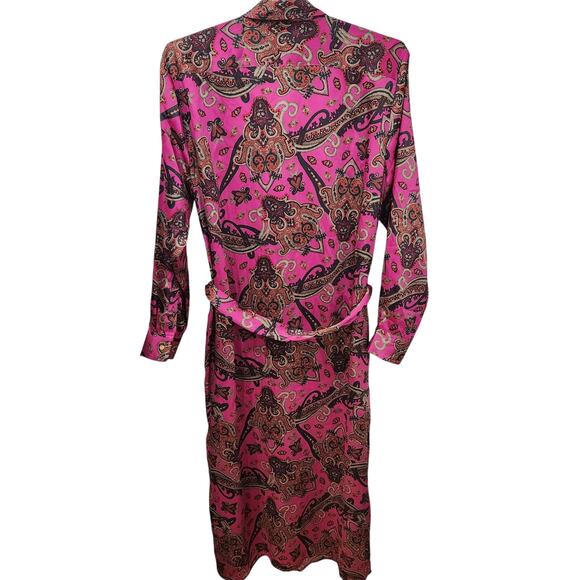Ralph Lauren pink paisley print satin midi dress size 16 - Picture 6 of 9